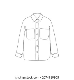 Shirt. One single line drawing isolated on white background. Beautiful hand-drawn design vector illustration for posters, wall art, tote bag, mobile case, t-shirt print. Publication about fashion