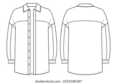 Shirt Outerwear Technical Drawing vector Flat Design