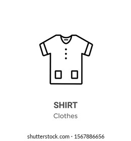 Shirt outline vector icon. Thin line black shirt icon, flat vector simple element illustration from editable clothes concept isolated on white background