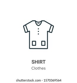 Shirt outline vector icon. Thin line black shirt icon, flat vector simple element illustration from editable clothes concept isolated on white background
