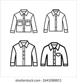 Shirt outline vector illustration collection of various styles of dress shirts and casual shirts design 100