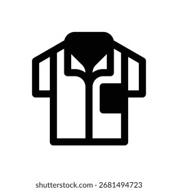 Camisa. Icono de Vector de trazo delineado con detalles rellenos de negro.