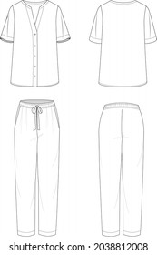 Shirt pant set technical drawing vector