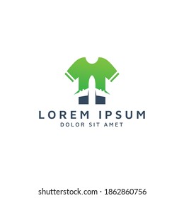 shirt and plane negative space logo design