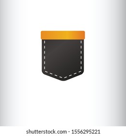 Shirt pocket. Black and orange color. Illustration or Logo design template.