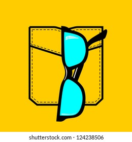 shirt pocket with sun glasses