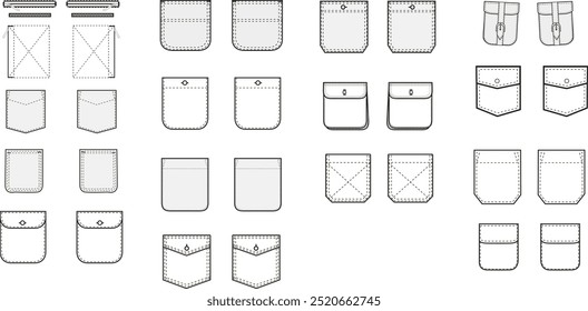 Shirt pockets Technical Illustration for Tech Pack Template