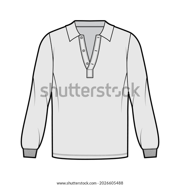 Shirt Polo Technical Fashion Illustration Long Stock Vector (Royalty ...