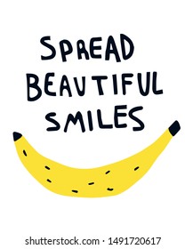shirt print design. good vibes slogan. banana sketch.
