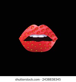 shirt print design illustration minimal art strawberry peel on lips graphics fabric