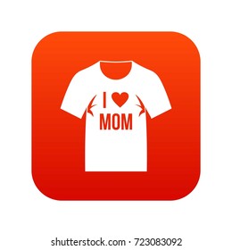Shirt with print icon digital red for any design isolated on white vector illustration