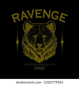 Shirt Print Pattern Design Vector, Bear Illustration elements. Print for screen printing or t-shirts.