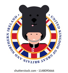 Shirt printing. London Royal guard Bearskins. Vector, flat illustration EPS 10. Separate objects. Isolated.