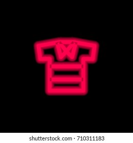 Shirt red glowing neon ui ux icon. Glowing sign logo vector
