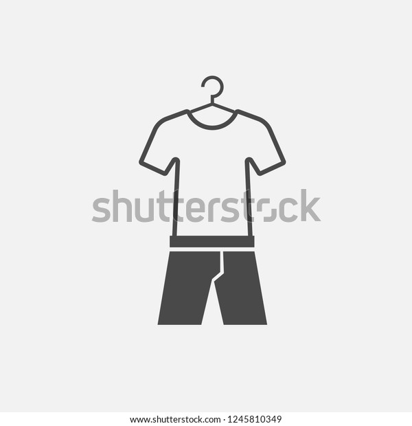 Shirt and\
short icon shirt on hanger vector\
icon