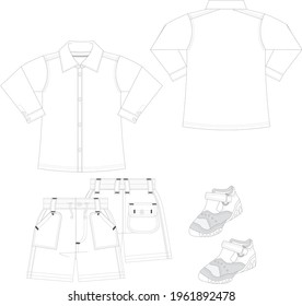 Shirt , shorts and shoes set design fashion apparel template