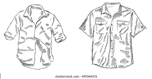 Shirt sketch vector illustration. Small set