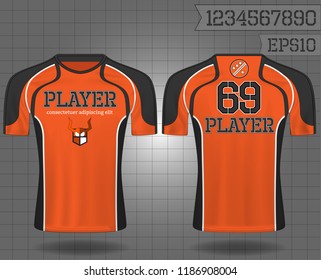 shirt sport ,T-shirt sport design ,Vector Soccer jersey template, football sport shirt front and back model eps10 on grid background with horn logo and number for edit,
