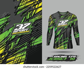 Shirt template, long sleeve abstract background for extreme sport jersey team, motocross, car racing, cycling, fishing, diving, leggings, football, gaming