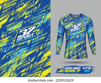 Shirt template, long sleeve abstract background for extreme sport jersey team, motocross, car racing, cycling, fishing, diving, leggings, football, gaming