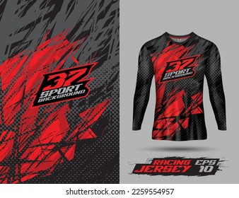 Shirt template, long sleeve abstract background for extreme sport jersey team, motocross, car racing, cycling, fishing, diving, leggings, football, gaming