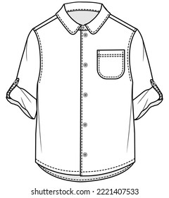 ilustración vectorial de la plantilla de la camiseta dibujo plano de la camisa blanca