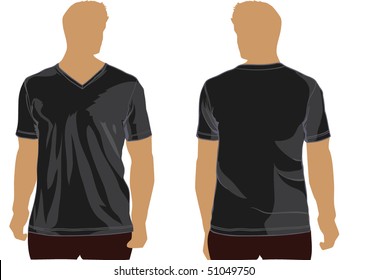 Shirt template with v-neck.