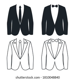 Shirt tie and bow business suit lineart silhouette vector illustration