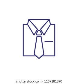 Shirt and tie line icon. Suit, dress code, white collar. Formal wear concept. Can be used for topics like fashion, business, official clothing