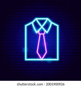 Shirt Tie Neon Sign. Vector Illustration of Fathers Day Promotion.