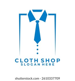 Shirt With Tie on square shape logo design vector. Creative Clothing Shop logo design vector with Abstract Shirt