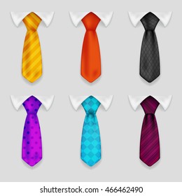 Shirt tie realistic icons set bacground 3d design vector illustration