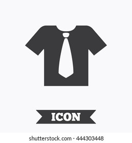 Shirt With Tie Sign Icon. Clothes With Short Sleeves Symbol. Graphic Design Element. Flat Tie Shirt Symbol On White Background. Vector