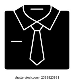 Camiseta con icono sólido de corbata. Ilustración vectorial de ropa formal masculina aislada en blanco. Diseño de estilo glifo de traje de negocios, diseñado para web y aplicación. Eps 10