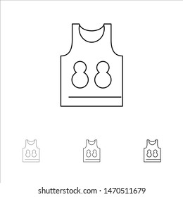 Shirt, Tshirt, Game, Sport Bold and thin black line icon set. Vector Icon Template background