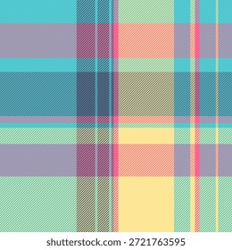 Shirt vector background tartan, layer plaid fabric seamless. Overlayed texture pattern textile check in cyan and yellow colors palette.