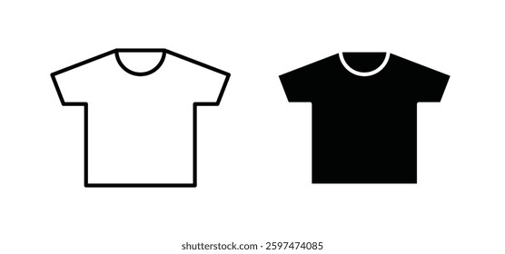 Shirt vector icon set black filled and outlined style.