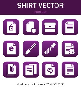 shirt vector icon set. Vector  illustrations related with File, File and Filing