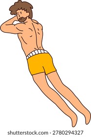 Shirtless Man Stretching Body While Standing Relaxed Casually