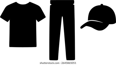 shirt,pent,cap daily life style silehoute ,hand drawn vector best for school projects 
