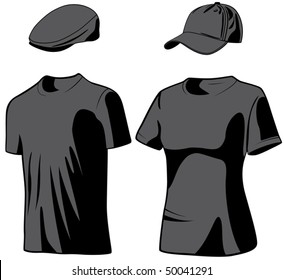 Shirts and hats. Vector illustration