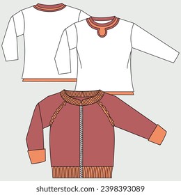Shirts and jackets set. Fashionable unisex clothes for men and women. Trendy cotton and denim vests with buttons, pockets, long and short sleeves. Linear flat vector isolated on white background