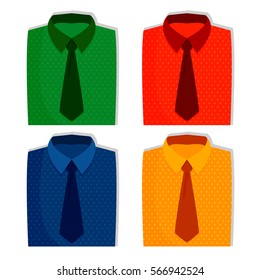 Shirts set, mens fashion illustration. Vector line icons of folded shirts in different colors. Shirts flat icon. shirts vector illustration.