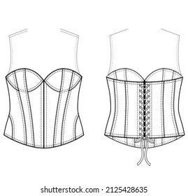 shirts technical fashion illustration with fitted oversized body