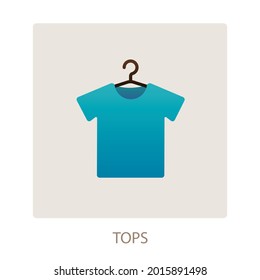 Shirts Tops Fashion Retail Hanger Shopping Icon for Web Business E-commerce Sign, Website Design Use, Flat Vector Illustration