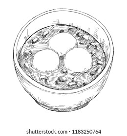 Shiruko. Japanese soup. Vector illustration of a sketch style.