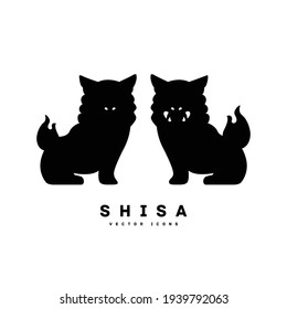 shisa silhouette icon vector illustration