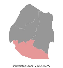 Shiselweni Region map, administrative division of Eswatini. Vector illustration.