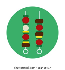 Shish kebab flat icon. Round colorful button, circular vector sign. Flat style design
