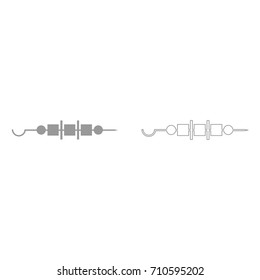 Shish kebab grey set icon .